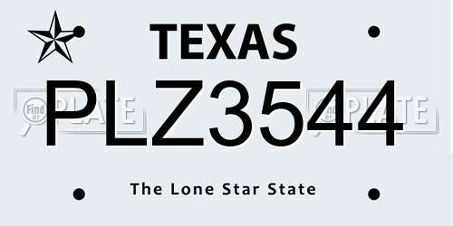 PLZ3544 Texas License Plate