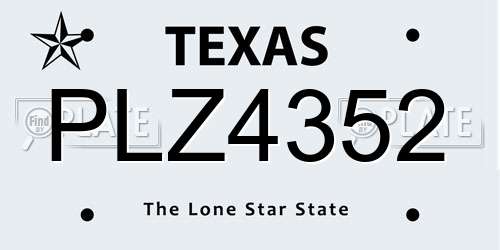 PLZ4352 Texas License Plate