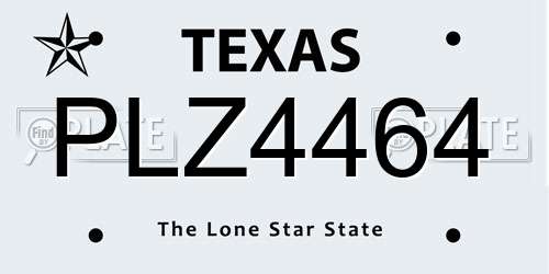PLZ4464 Texas License Plate