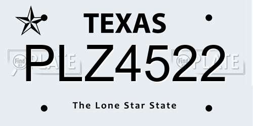 PLZ4522 Texas License Plate