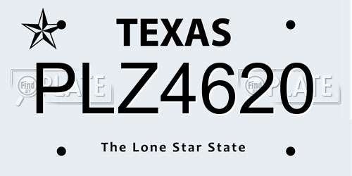 PLZ4620 Texas License Plate
