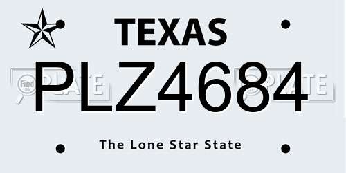 PLZ4684 Texas License Plate