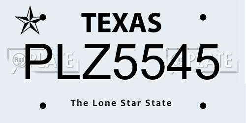 PLZ5545 Texas License Plate