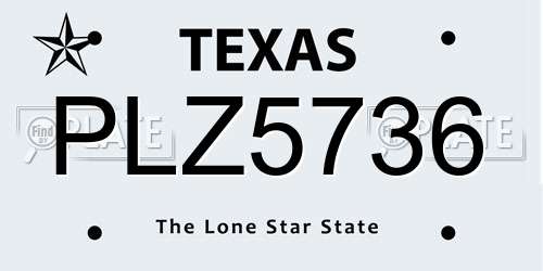 PLZ5736 Texas License Plate