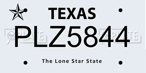 PLZ5844 Texas License Plate