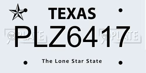 PLZ6417 Texas License Plate