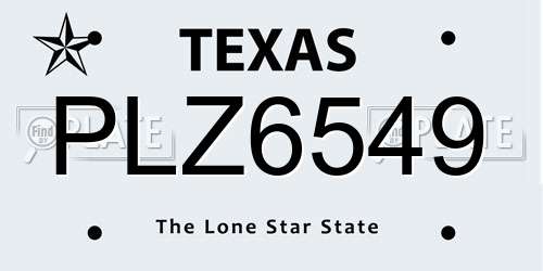PLZ6549 Texas License Plate