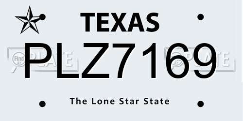 PLZ7169 Texas License Plate