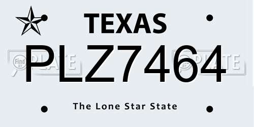 PLZ7464 Texas License Plate