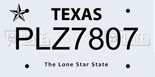 PLZ7807 Texas License Plate