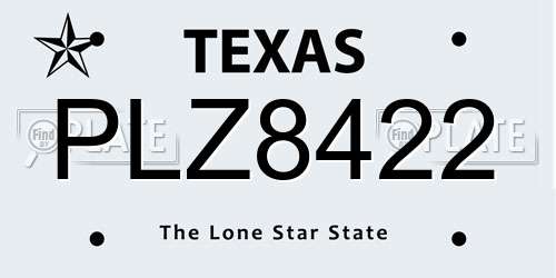 PLZ8422 Texas License Plate