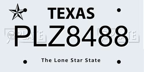 PLZ8488 Texas License Plate