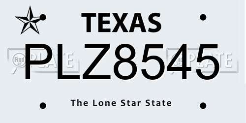 PLZ8545 Texas License Plate