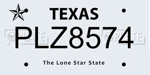 PLZ8574 Texas License Plate