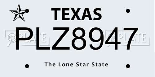 PLZ8947 Texas License Plate