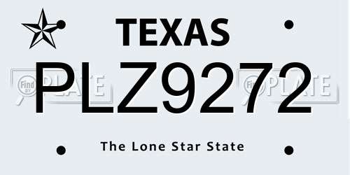 PLZ9272 Texas License Plate