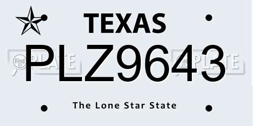 PLZ9643 Texas License Plate