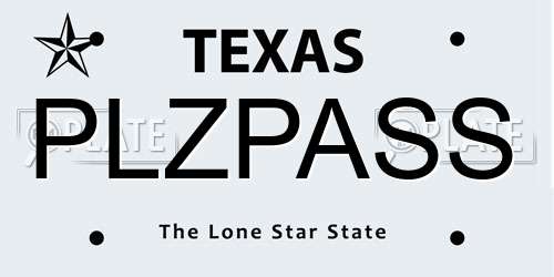 PLZPASS Texas License Plate