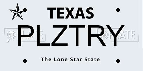 PLZTRY Texas License Plate