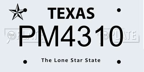 PM4310 Texas License Plate