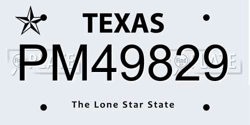 PM49829 Texas License Plate