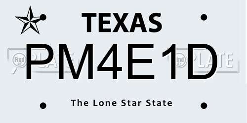 PM4E1D Texas License Plate