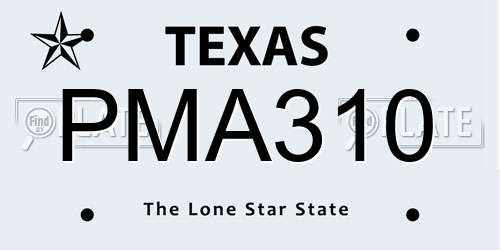 PMA310 Texas License Plate