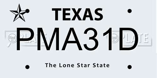 PMA31D Texas License Plate