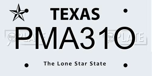 PMA31O Texas License Plate