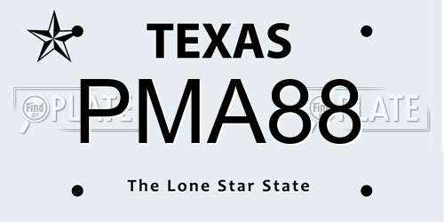 PMA88 Texas License Plate