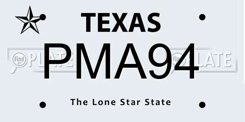 PMA94 Texas License Plate