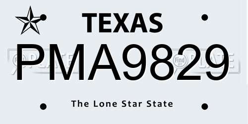 PMA9829 Texas License Plate