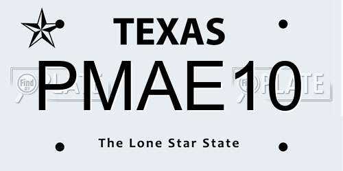 PMAE10 Texas License Plate