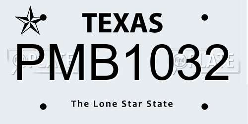 PMB1032 Texas License Plate