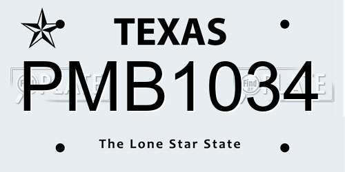 PMB1034 Texas License Plate