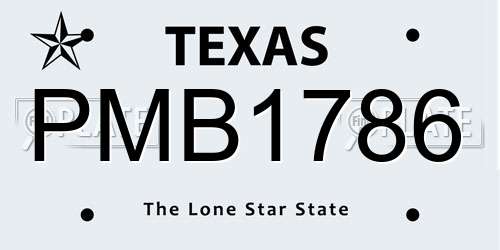 PMB1786 Texas License Plate