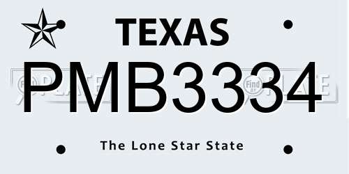 PMB3334 Texas License Plate
