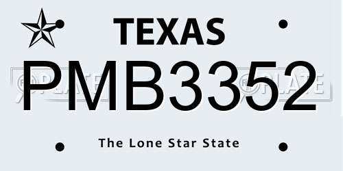 PMB3352 Texas License Plate