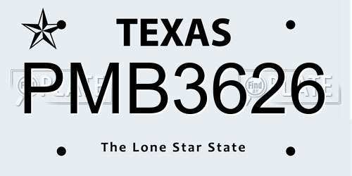 PMB3626 Texas License Plate