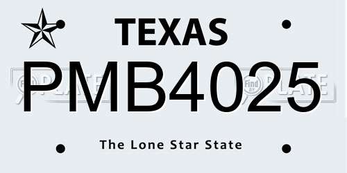 PMB4025 Texas License Plate