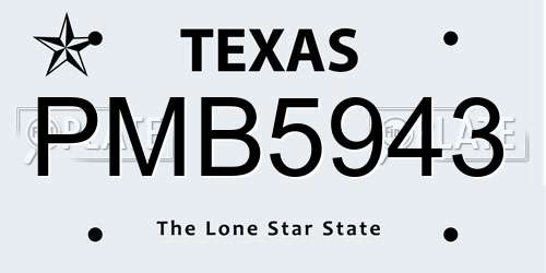 PMB5943 Texas License Plate