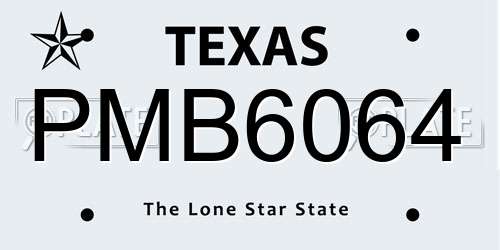 PMB6064 Texas License Plate