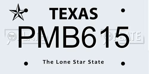 PMB615 Texas License Plate
