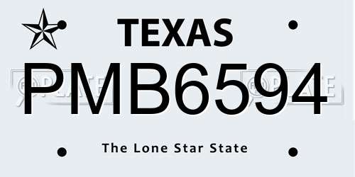 PMB6594 Texas License Plate