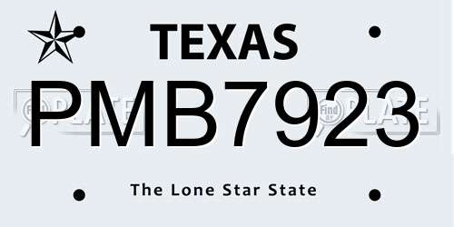 PMB7923 Texas License Plate