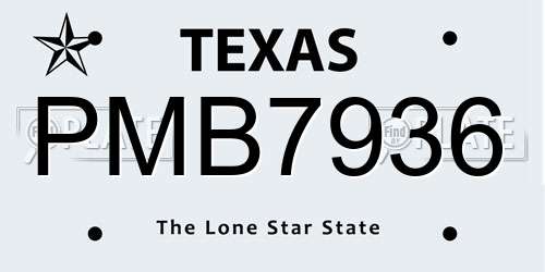 PMB7936 Texas License Plate