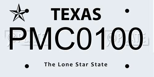 PMC0100 Texas License Plate