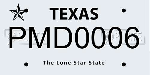 PMD0006 Texas License Plate