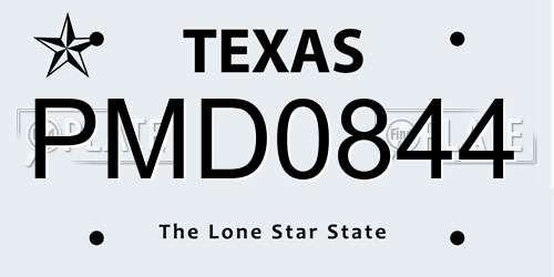 PMD0844 Texas License Plate