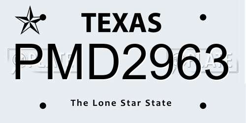 PMD2963 Texas License Plate